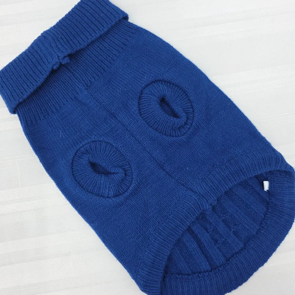 Blue Cable Knit Dog Sweater Pet‎ Winter Warm Clothing Size L